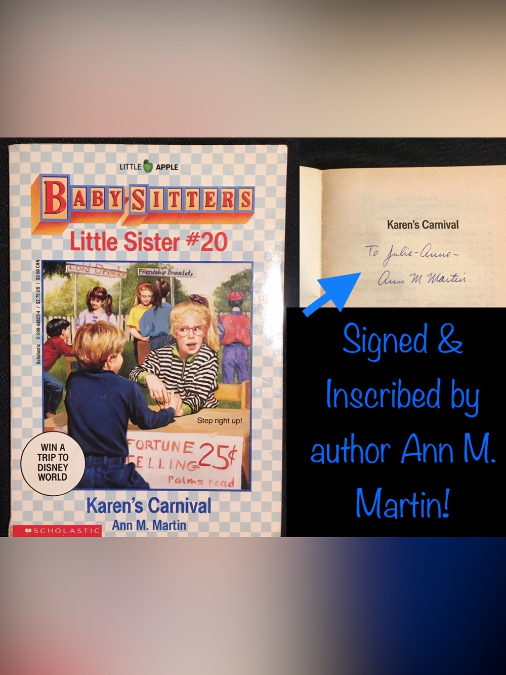 SIGNED by Ann M. Martin! Baby-Sitters Club Little Sister #20 Karen’s Carnival